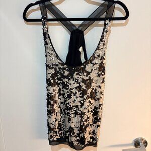Black and White Sequinned Top - Size S